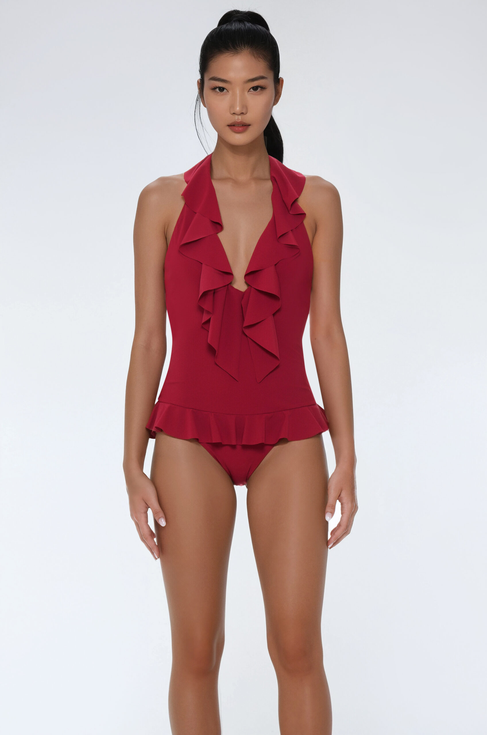 Helena intero rosso con rouches