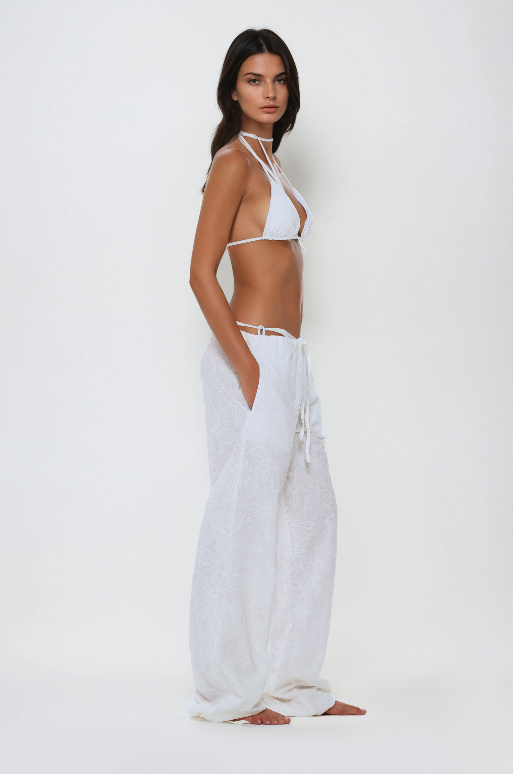 Cloe pantalone jacquard bianco