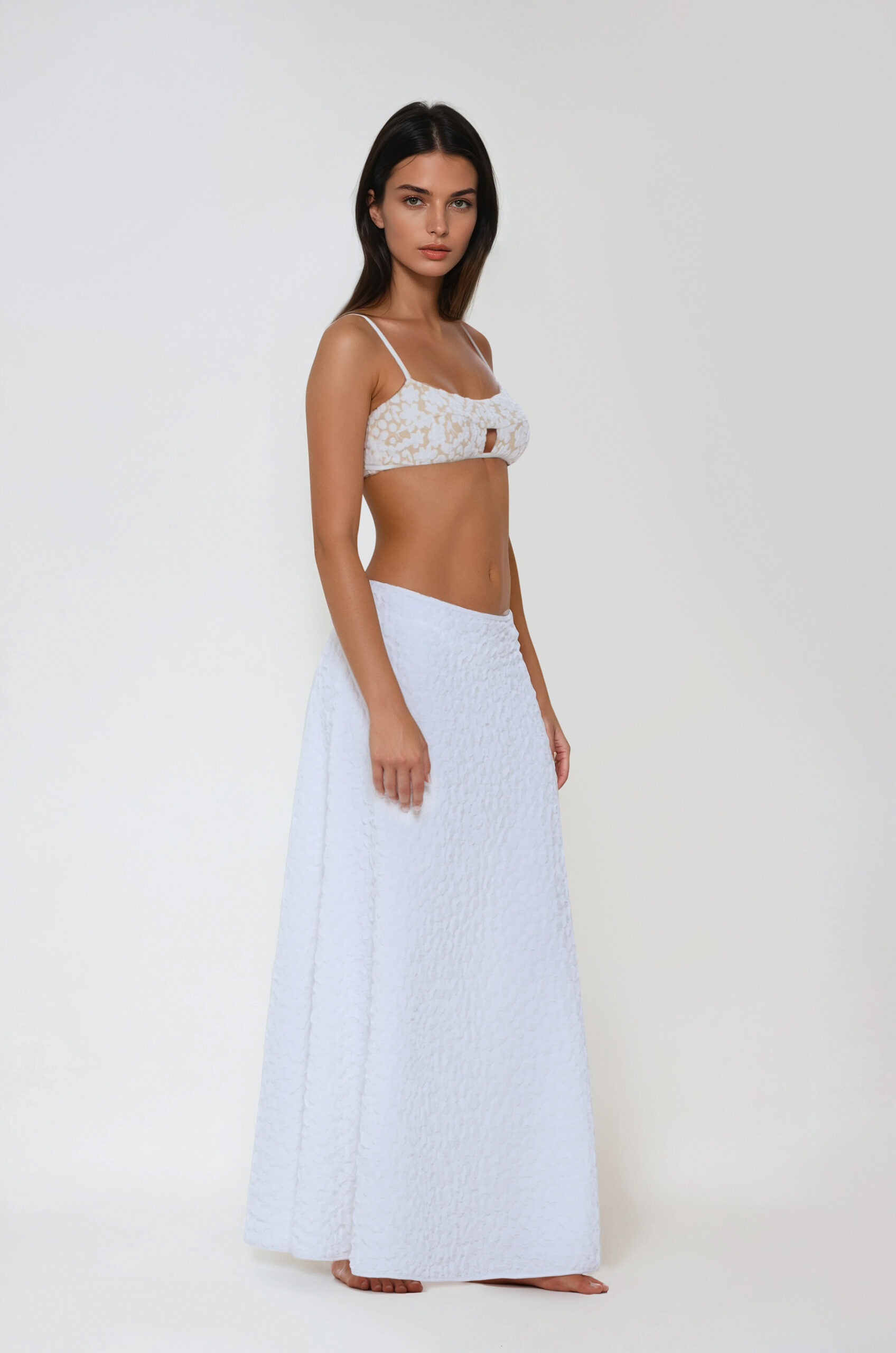 Ines gonna jacquard bianca