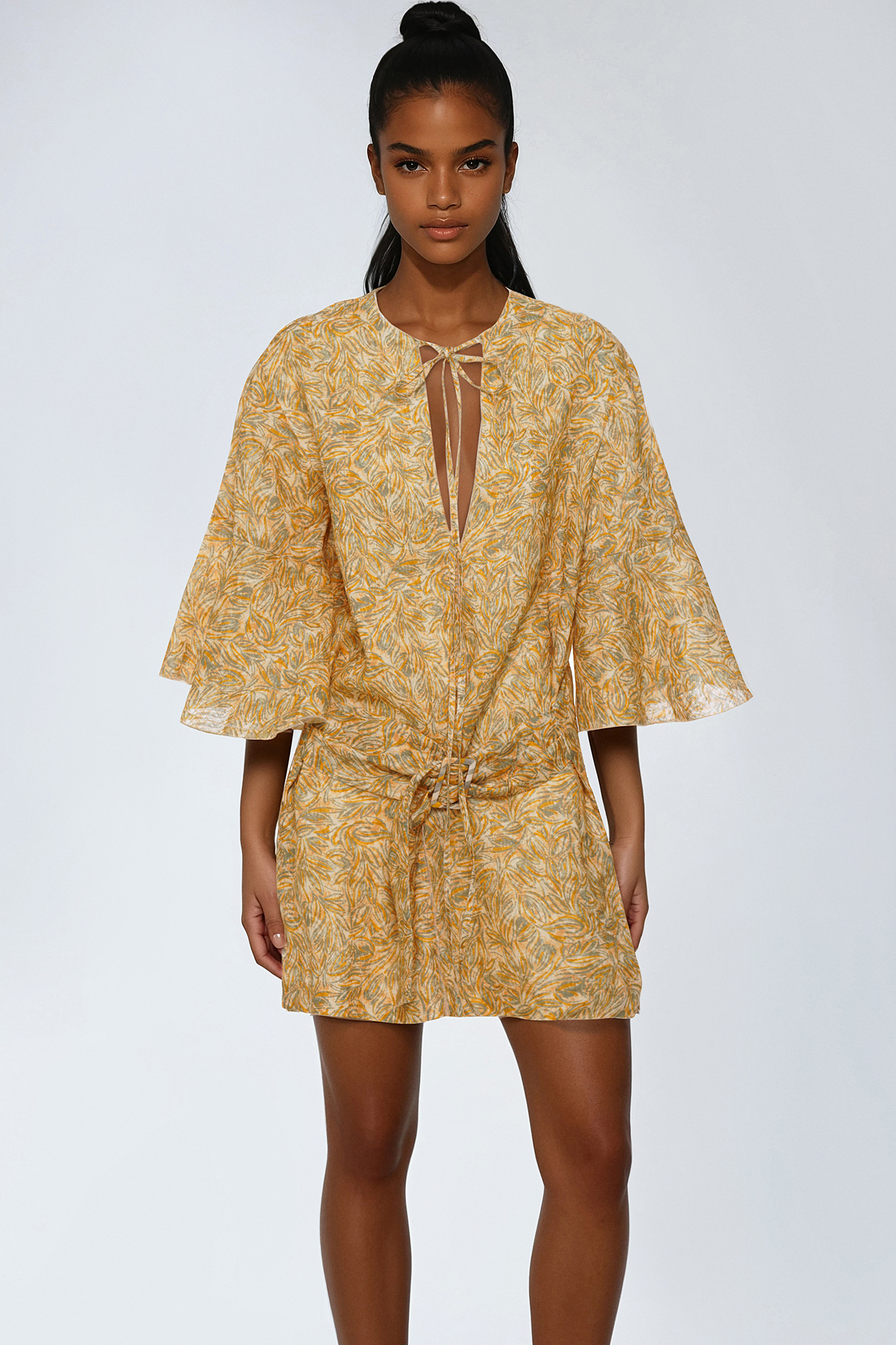 Luna mini abito stampa foglie